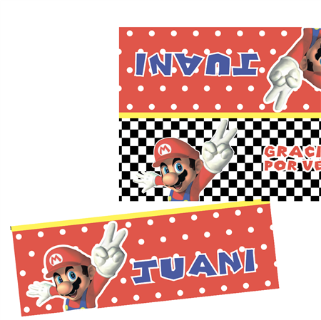 Carpitas cierra bolsas Mario Bros 8u Pers